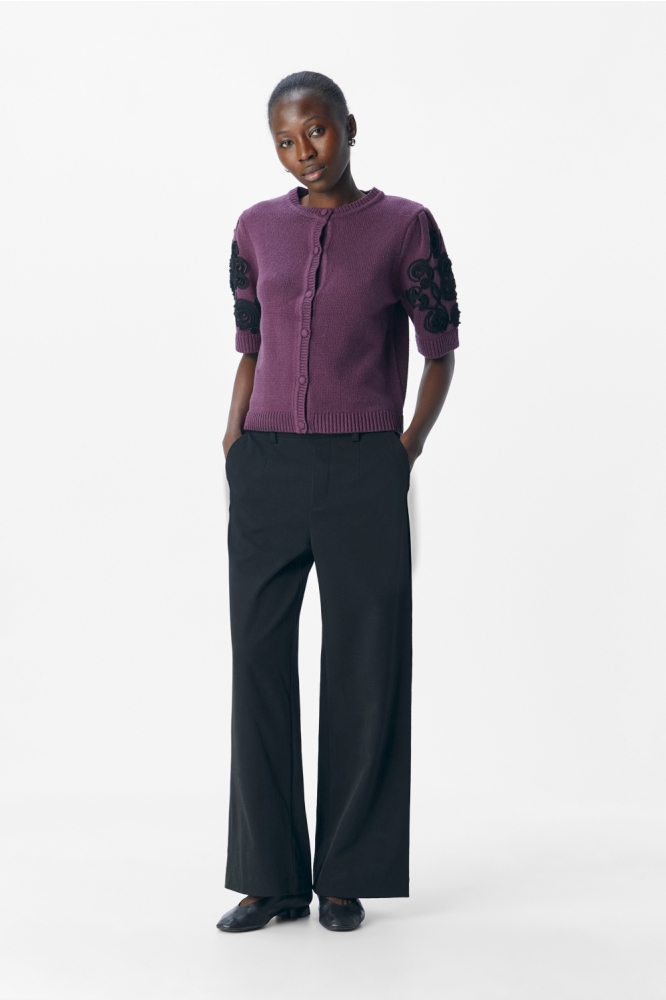 OBJJANE 2/4 RE KNIT CARDIGAN 140 23047229 Mauve Wine/Black emb